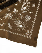 Load image into Gallery viewer, silk bandana scarf / deep olive classic floral
