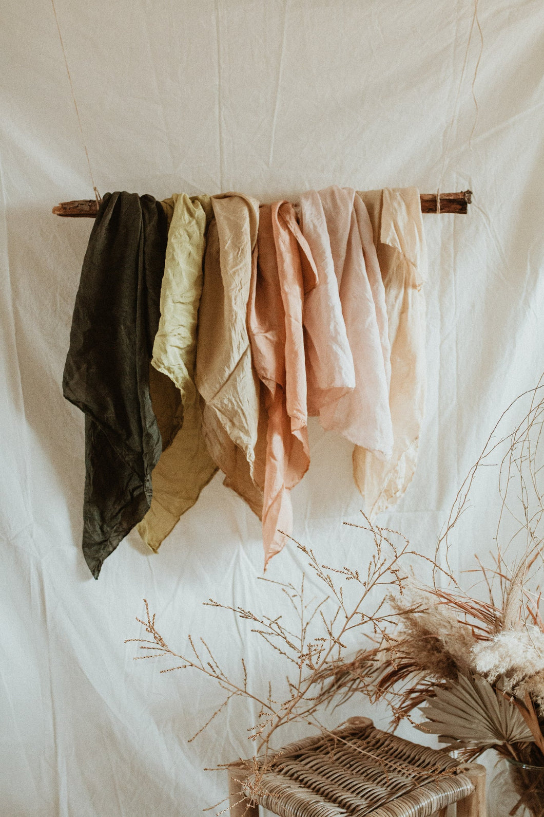 plant dyed silk scarves
