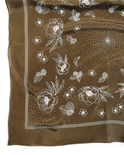 Load image into Gallery viewer, silk bandana scarf / deep olive classic floral
