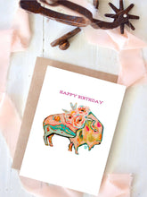 Load image into Gallery viewer, western birthday card / floral bison
