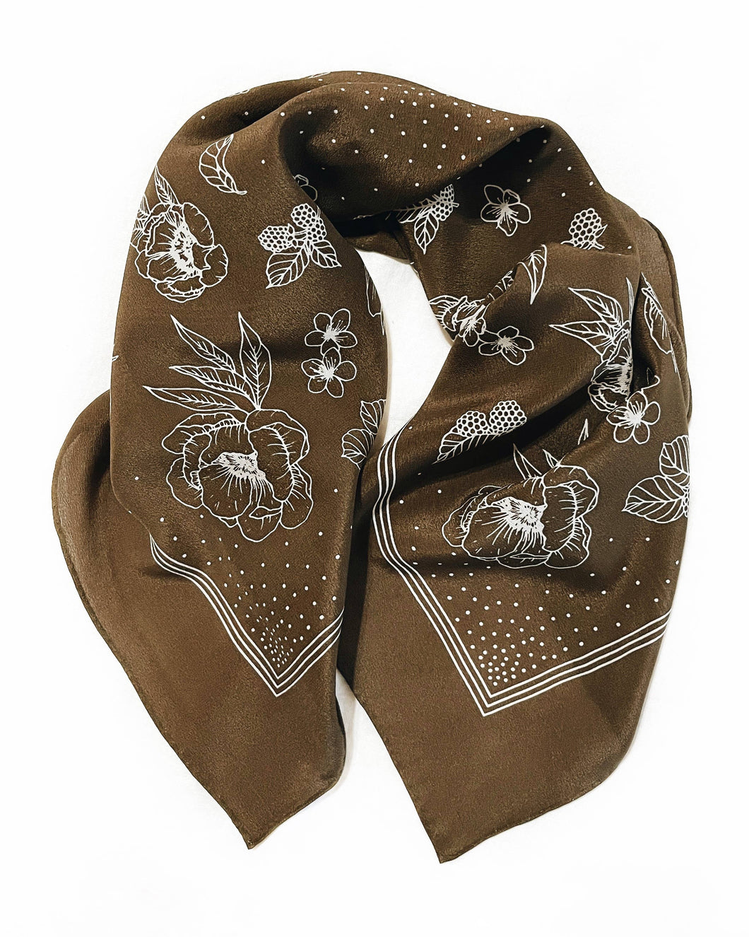 silk bandana scarf / deep olive classic floral